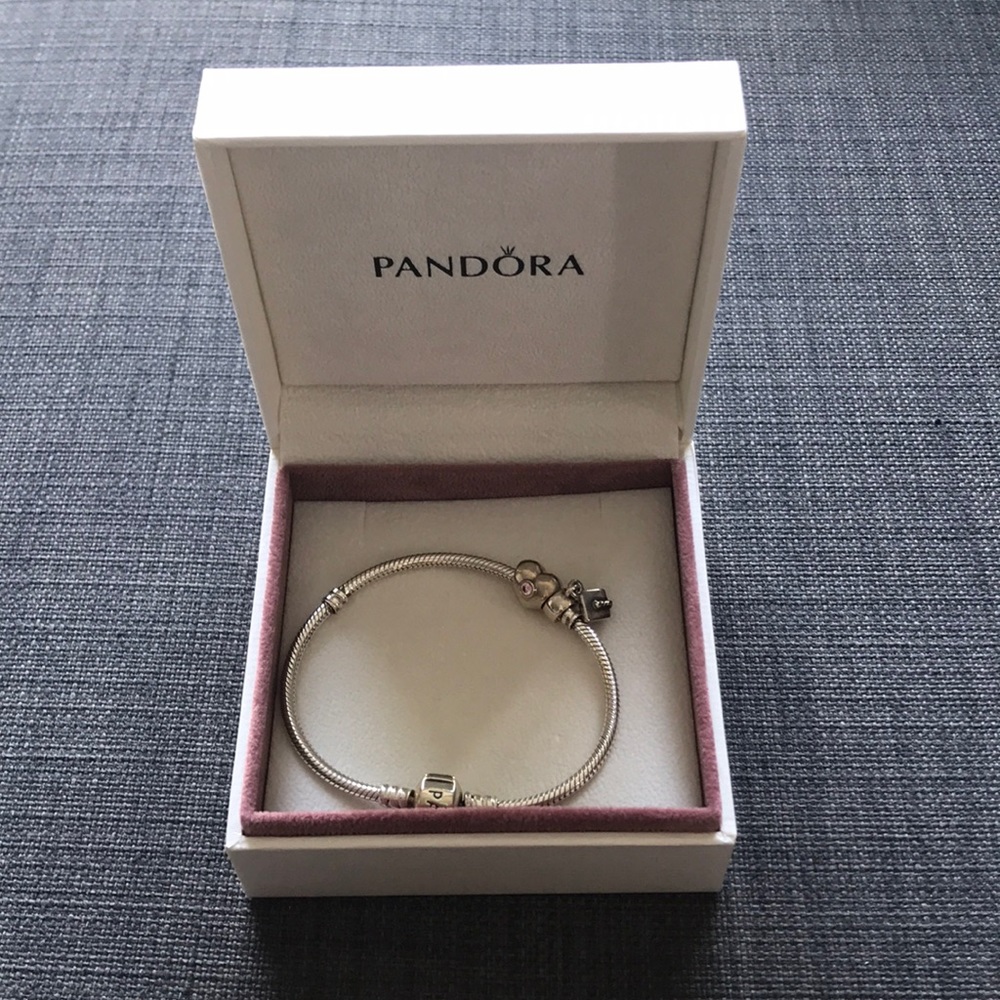 Pandora Charm Bracelet (Grad Cap and Heart Charms)